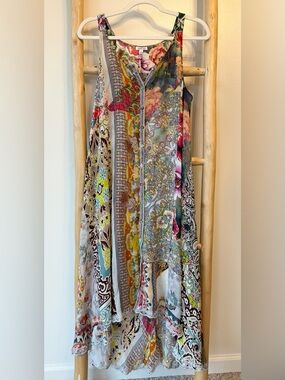 Johnny Was Jolene Rayon Tank High Low Multi-Pattern Button Front Dress Coverup S